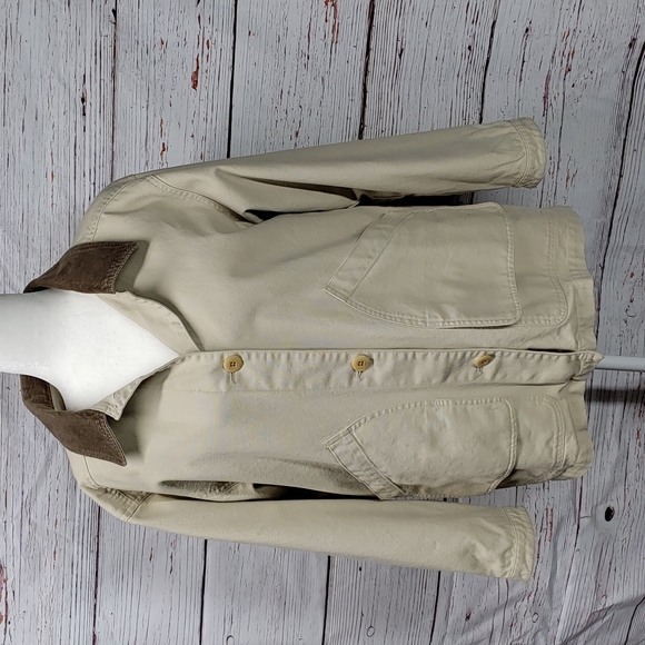 L.L.Bean barn coat cream lined sz medium petite 2 pc - Picture 1 of 16